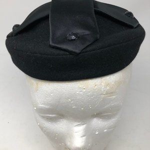 Vintage Leslie James Felt/Satin Hat.Cap Black